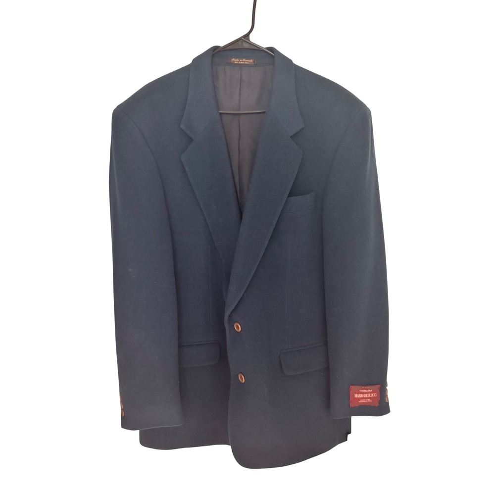 Franco Tassi Mario Bellucci‎ Cashlana Wool Cashmere Blazer Teal Blue Mens 44T